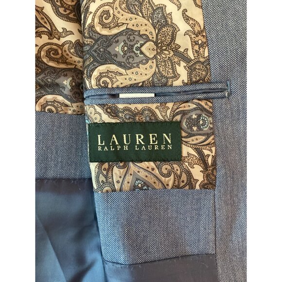 Ralph Lauren Mens 44L Solid Blue Sport Coat Two-Button Lightweight Jacket Blazer - Picture 10 of 16
